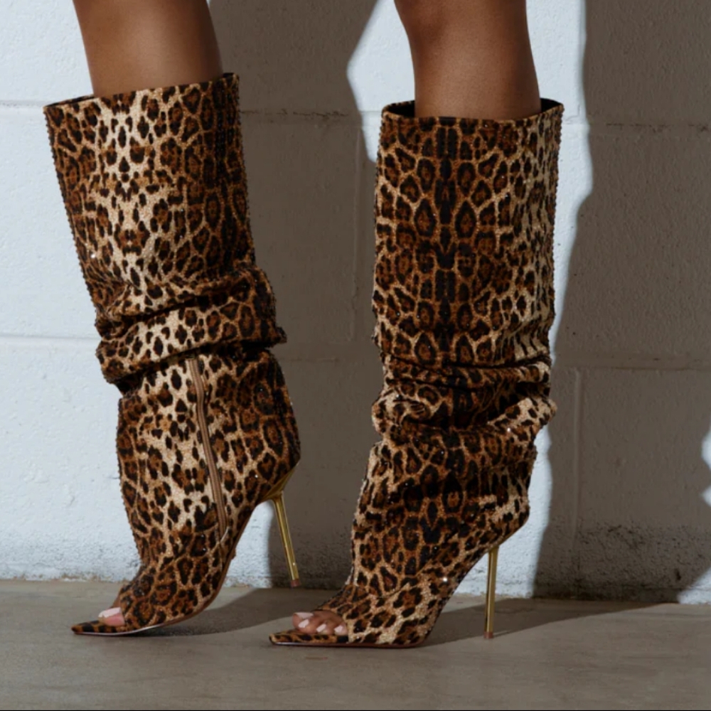 Animal print Crystal boots